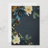 Moody Elegant Winter Blauw Bloemen Pine bruiloft Kaart (Achterkant)