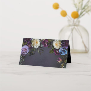 Moody Elegante Paarse Gotische Bloemen tweezijdi Plaatskaartje