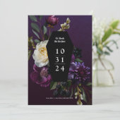 Moody Elegante Paarse Gotische Tuin Bloemen Red de Kaart (Staand voorkant)