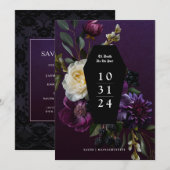 Moody Elegante Paarse Gotische Tuin Bloemen Red de Kaart (Voorkant / Achterkant)