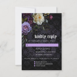 Moody elegante Paarse gotische tuin | Maaltijdopti RSVP Kaartje