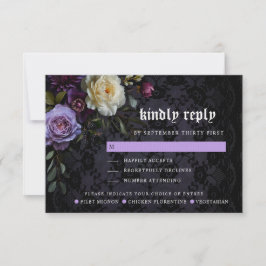 Moody elegante Paarse gotische tuin | Maaltijdopti RSVP Kaartje