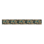 Moody Emerald and Antique Gold Botanical Grosgrain Lint (Voorkant)