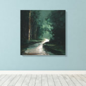 Moody Emerald Forest Path Oil Painting Canvas Art (Insitu (Houten vloer))