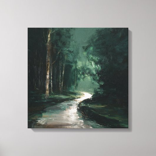 Moody Emerald Forest Path Oil Painting Canvas Art (Voorkant)