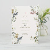 Moody Evergreen & White Roos Botanisch Aquarel  Kaart (Staand voorkant)