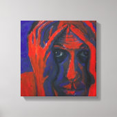 Moody Expressionist Portrait Red and Blue Emotiona Canvas Afdruk (Voorkant)