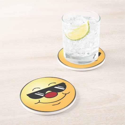 Moody Face Grumpey Zandsteen Onderzetter (Zijkant)