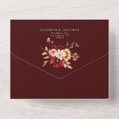 Moody Fall Burgundy Floral Dahlia Rustic OR Code All In One Uitnodiging (Achterkant)