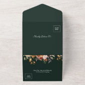 Moody Fall Wedding Emerald Green All In One Uitnodiging (Buitenkant)