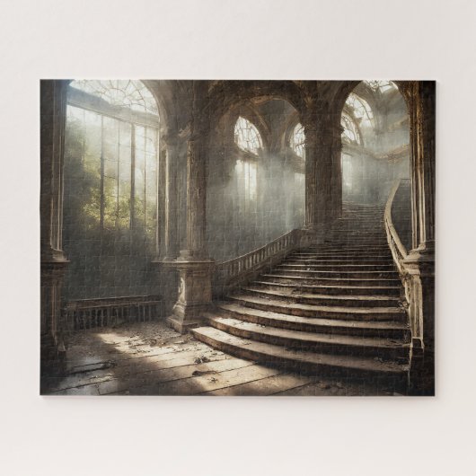 Moody Fantasy Verlaten Chateau Grand Staircase Legpuzzel (Horizontaal)
