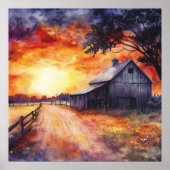 Moody Farm Sunset Poster (Voorkant)