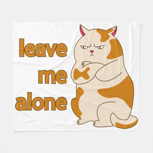 Moody fat cat leave me alone fleece deken (Voorkant (Horizontaal))