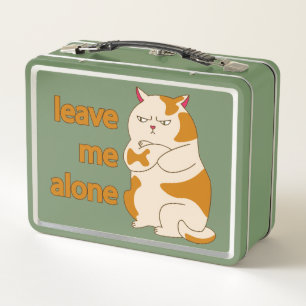 Moody fat kat laat me alleen met metalen lunchbox