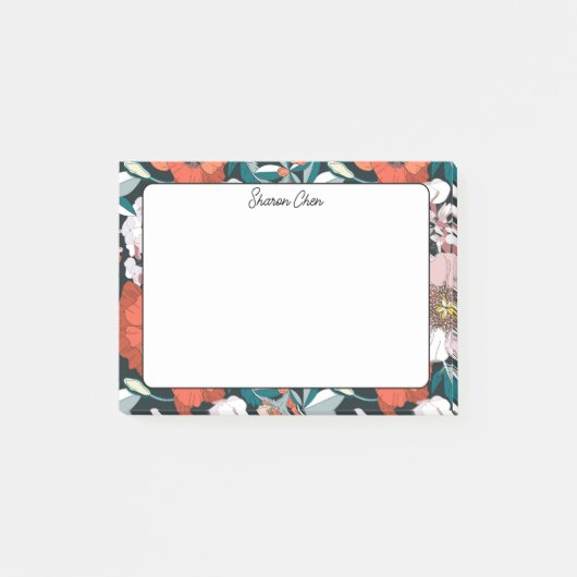 Moody Floral Aangepaste Naam Stationery Post-it® Notes (Voorkant)