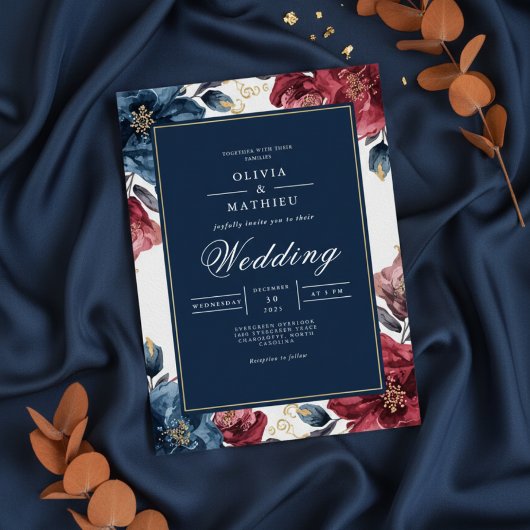 Moody Floral Arch Flourish Wedding Kaart