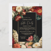 Moody Floral Black Happily Ever After Party Kaart (Voorkant)