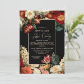 Moody Floral Black Happily Ever After Party Kaart (Staand voorkant)