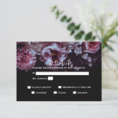 Moody Floral & Black Wedding RSVP-keuzen RSVP Kaartje (Staand voorkant)