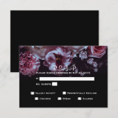 Moody Floral & Black Wedding RSVP-keuzen RSVP Kaartje (Voorkant / Achterkant)