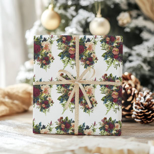 Moody Floral Bourgondië bruiloft Cadeaupapier