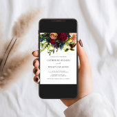 Moody Floral Bourgondië bruiloft Kaart