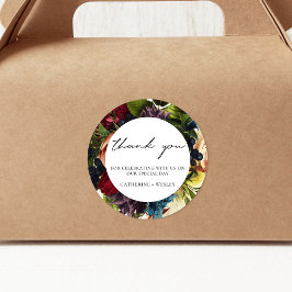 Moody Floral Bourgondië bruiloft Ronde Sticker