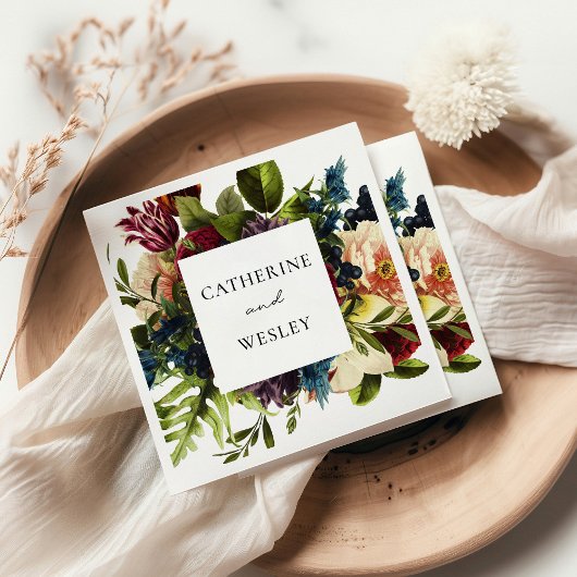 Moody Floral Bourgondië bruiloft Servet