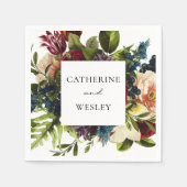 Moody Floral Bourgondië bruiloft Servet (Voorkant)