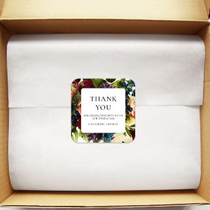 Moody Floral Bourgondië bruiloft Vierkante Sticker