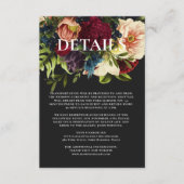 Moody Floral Bourgondië en zwart bruiloft details Informatiekaartje (Voorkant)