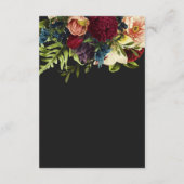 Moody Floral Bourgondië en zwart bruiloft details Informatiekaartje (Achterkant)