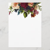 Moody Floral Bourgondië Trouwdiner Menu (Achterkant)