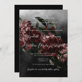 Moody Floral bruiloft uitnodiging met QR code (Voorkant / Achterkant)