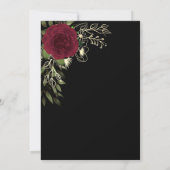 Moody Floral Burgundy and Black Wedding Invitation Kaart (Achterkant)