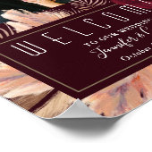 Moody Floral Burgundy Wedding Welcome Poster (Hoek)