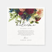 Moody Floral Burgundy Wedding Welcome Servet (Voorkant)