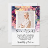 Moody Floral Dank je voor je rouwfoto Bedankkaart (Voorkant)