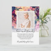 Moody Floral Dank je voor je rouwfoto Bedankkaart (Staand voorkant)