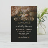 Moody Floral Elegant  Gold Dark Wedding Sav Save The Date (Staand voorkant)