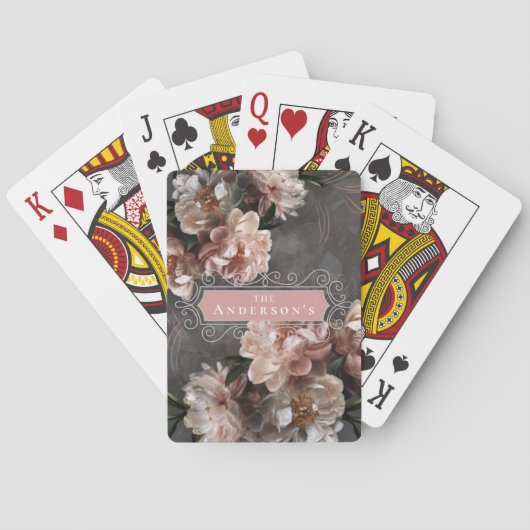  Moody Floral Elegant Swirls Family Custom Pokerkaarten (Achterkant)