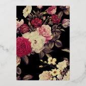 Moody Floral foto bruiloft Folie Uitnodiging (Achterkant)