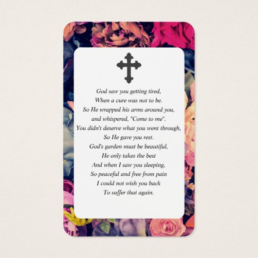 Moody Floral Foto Sympathie Uitvaartgebed Kaart (Achterkant)