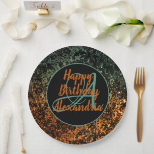 Moody Floral Gepersonaliseerd Monogram Verjaardag Papieren Bordje
