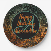 Moody Floral Gepersonaliseerd Monogram Verjaardag Papieren Bordje (Voorkant)