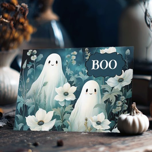 Moody Floral Ghosts Halloween Feestdagen Kaart