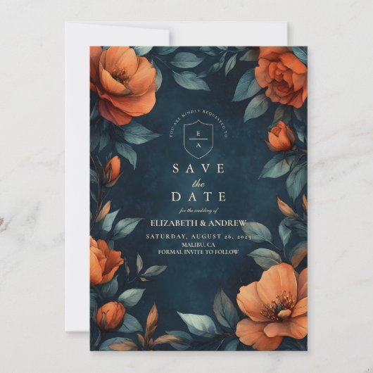 Moody Floral Gothic Save The Date (Voorkant)