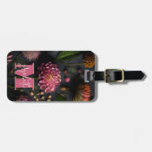 Moody Floral monogram Bagagelabel (Voorkant horizontaal)