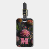 Moody Floral monogram Bagagelabel (Voorkant verticaal)