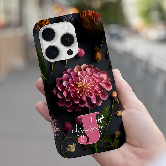 Moody Floral monogram Case-Mate iPhone Case